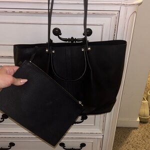 Allsaints Allington Small Tote - Black Pebbled Leather with original pouch!